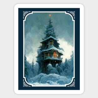 Pine Tree House In Winter | Christmas Tree Sticker